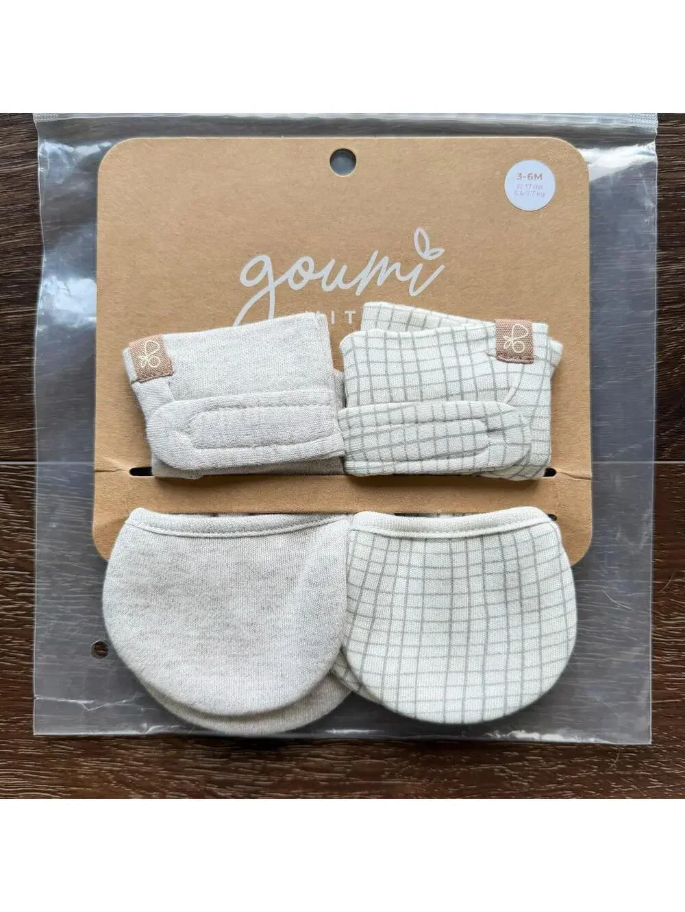 NWT Goumi Kids Baby Mitts Set Gridlock & Storm Gray SZ 3-6mo Green Bamboo Mitten